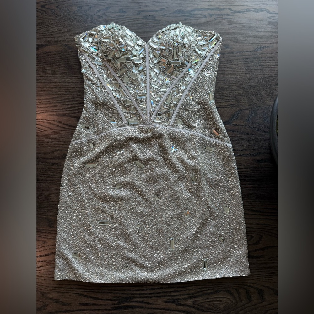 Sherri Hill Short Silver beaded dress Size 8